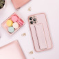 Kryt LEATHER Case Kickstand na Samsung Galaxy A22 5G Ružový