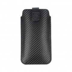 Univerzálne puzdro Pocket Carbon na Samsung Galaxy A41 Karbónový vzor  Čierny 