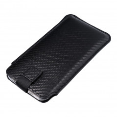 Univerzálne puzdro Pocket Carbon na Samsung Galaxy A41 Karbónový vzor  Čierny 