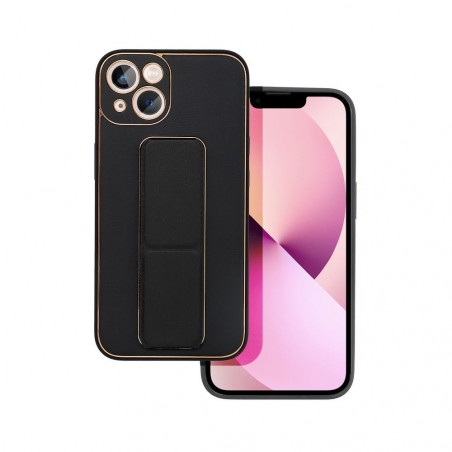 Kryt LEATHER Case Kickstand na Apple iPhone 13 Čierny