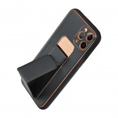 Kryt LEATHER Case Kickstand na Apple iPhone 12 Pro Max Čierny