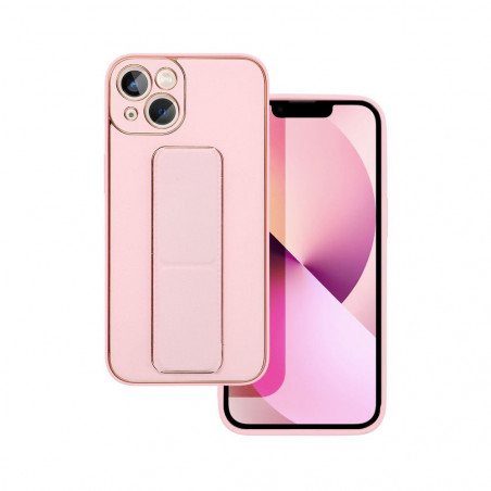 Kryt LEATHER Case Kickstand na Apple iPhone 13 Ružový