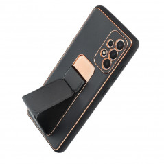 Kryt LEATHER Case Kickstand na Samsung Galaxy A52 5G Čierny