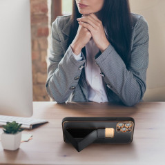 Kryt LEATHER Case Kickstand na Samsung Galaxy A52 5G Čierny