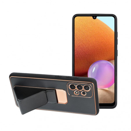 Kryt LEATHER Case Kickstand na Samsung Galaxy A52 LTE Čierny