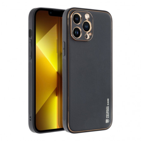 Kryt Leather na Apple iPhone 13 Pro Max Čierny
