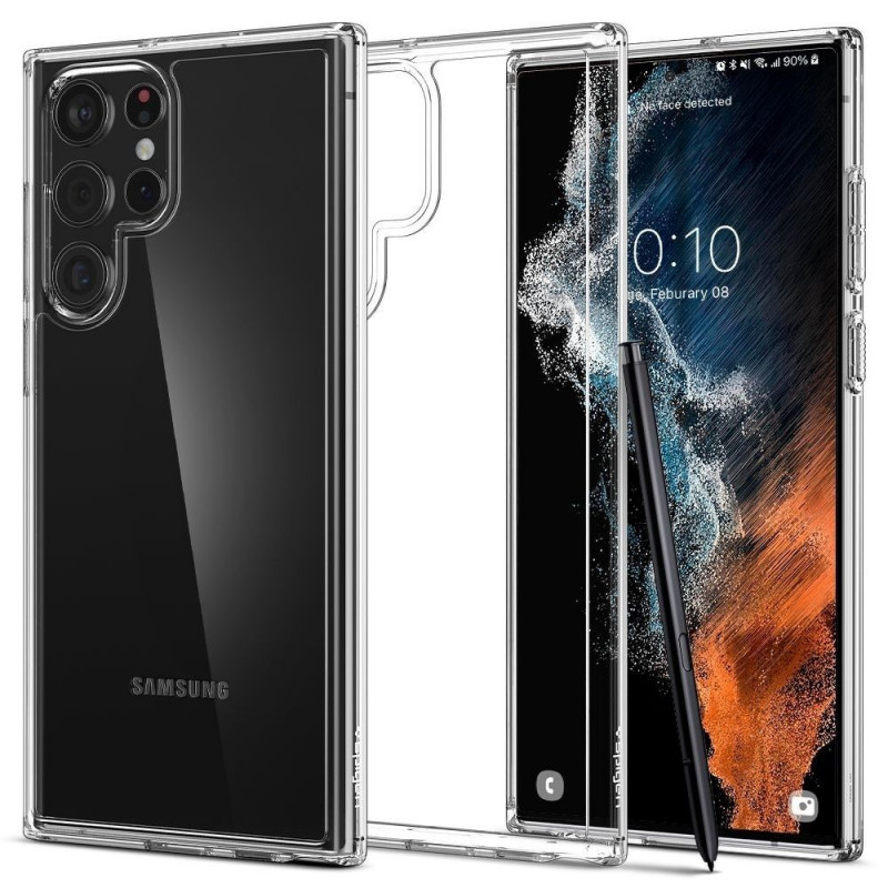 Kryt Spigen Ultra Hybrid na Samsung Galaxy S22 Ultra Krištáľovo čistý  Transparentný