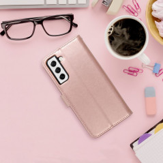 Peňaženkové puzdro MEZZO Book na Samsung Galaxy S22 Ultra Strom  Ružovo-zlatý