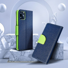 Peňaženkové puzdro Fancy Book na Motorola Edge Námornícka modrá / Limetkovo zelený