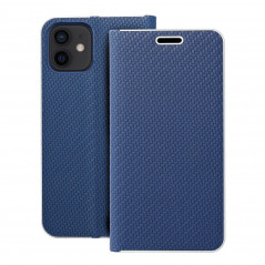 Peňaženkové puzdro LUNA Book Carbon na Apple iPhone 12 Pro Uhlíkové vlákno, Elegant  Modrý