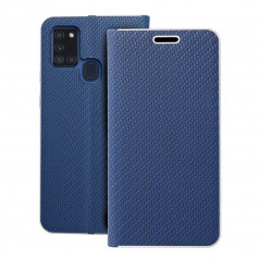 Peňaženkové puzdro LUNA Book Carbon na Samsung Galaxy A21s Uhlíkové vlákno, Elegant  Modrý