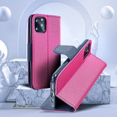 Peňaženkové puzdro Fancy Book na Apple iPhone SE 2022 5G Ružova / Námornícka modrá