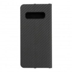 Peňaženkové puzdro LUNA Book Carbon na Samsung Galaxy S10 Uhlíkové vlákno, Elegant  Čierny