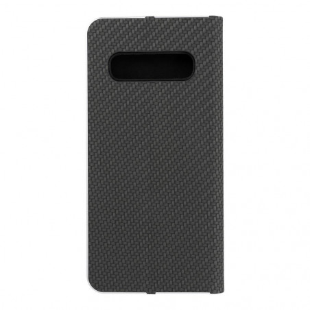 Peňaženkové puzdro LUNA Book Carbon na Samsung Galaxy S10 Uhlíkové vlákno, Elegant  Čierny