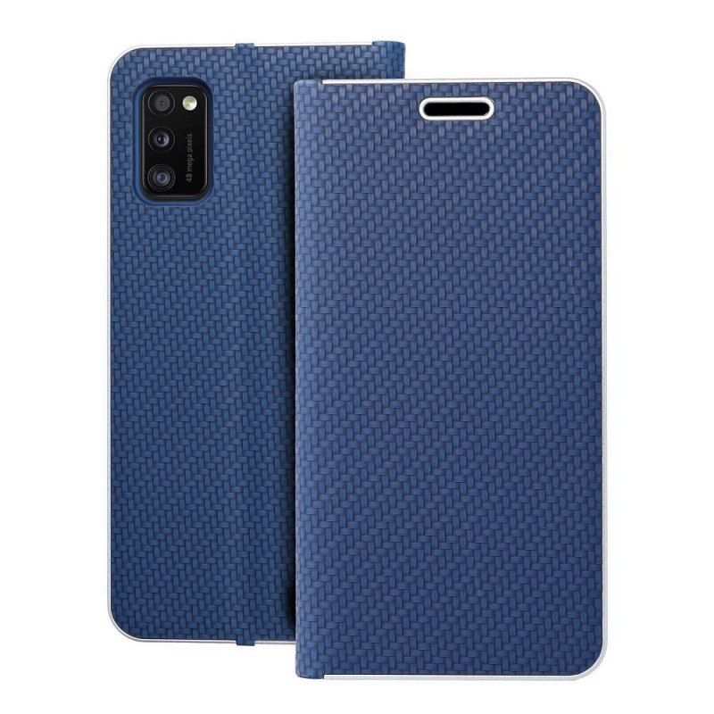 Peňaženkové puzdro LUNA Book Carbon na Samsung Galaxy A41 Uhlíkové vlákno, Elegant  Modrý