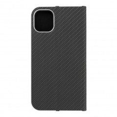 Peňaženkové puzdro LUNA Book Carbon na Apple iPhone 11 Uhlíkové vlákno, Elegant  Čierny