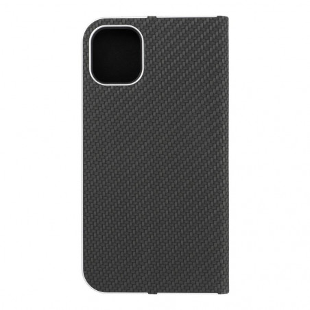 Peňaženkové puzdro LUNA Book Carbon na Apple iPhone 11 Uhlíkové vlákno, Elegant  Čierny