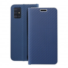 Peňaženkové puzdro LUNA Book Carbon na Samsung Galaxy A51 LTE Uhlíkové vlákno, Elegant Modrý