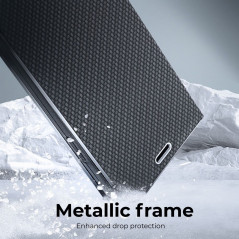 Peňaženkové puzdro LUNA Book Carbon na Samsung Galaxy A41 Uhlíkové vlákno, Elegant  Čierny