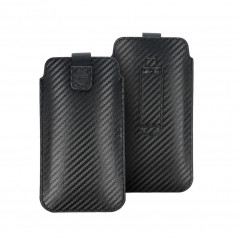 Univerzálne puzdro Pocket Carbon na Apple iPhone 12 Karbónový vzor Čierny