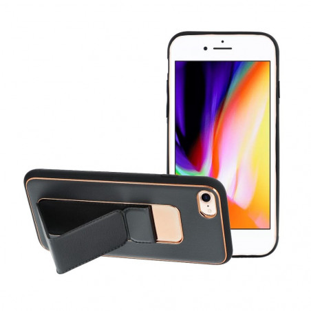 Kryt LEATHER Case Kickstand na Apple iPhone SE 2020 Čierny