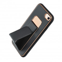 Kryt LEATHER Case Kickstand na Apple iPhone SE 2020 Čierny