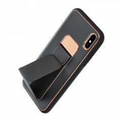 Kryt LEATHER Case Kickstand na Apple iPhone XS Čierny