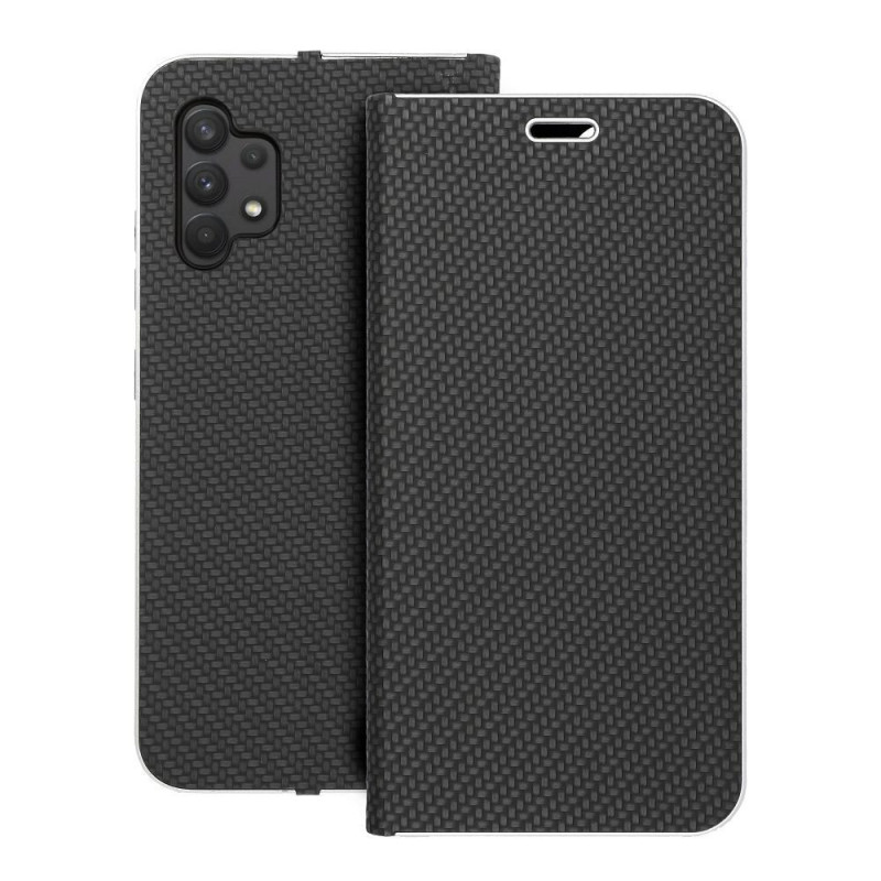 Peňaženkové puzdro LUNA Book Carbon na Samsung Galaxy A32 LTE Uhlíkové vlákno, Elegant  Čierny