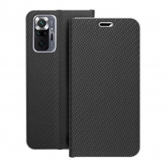 Peňaženkové puzdro LUNA Book Carbon na XIAOMI Redmi Note 10 Pro Uhlíkové vlákno, Elegant Čierny