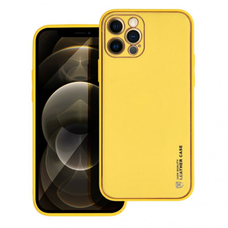 Kryt Leather na Apple iPhone 12 Pro Žltý