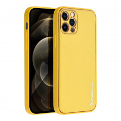 Kryt Leather na Apple iPhone 12 Pro Žltý
