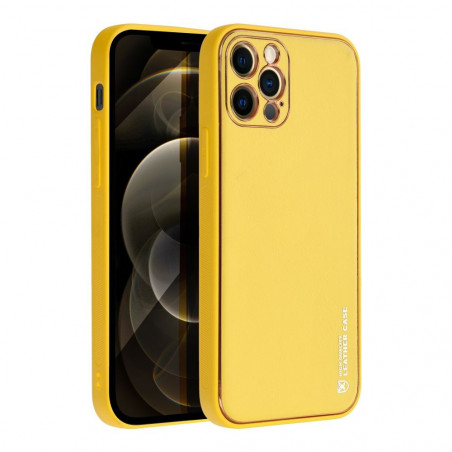 Kryt Leather na Apple iPhone 12 Pro Žltý