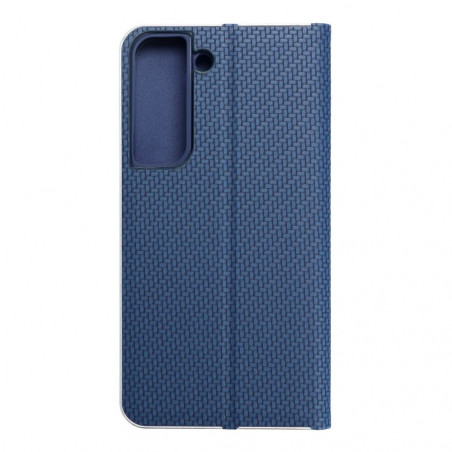 Peňaženkové puzdro LUNA Book Carbon na Samsung Galaxy S22 Uhlíkové vlákno, Elegant Modrý