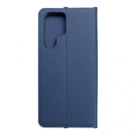 Peňaženkové puzdro LUNA Book Carbon na Samsung Galaxy S22 Ultra Uhlíkové vlákno, Elegant Modrý