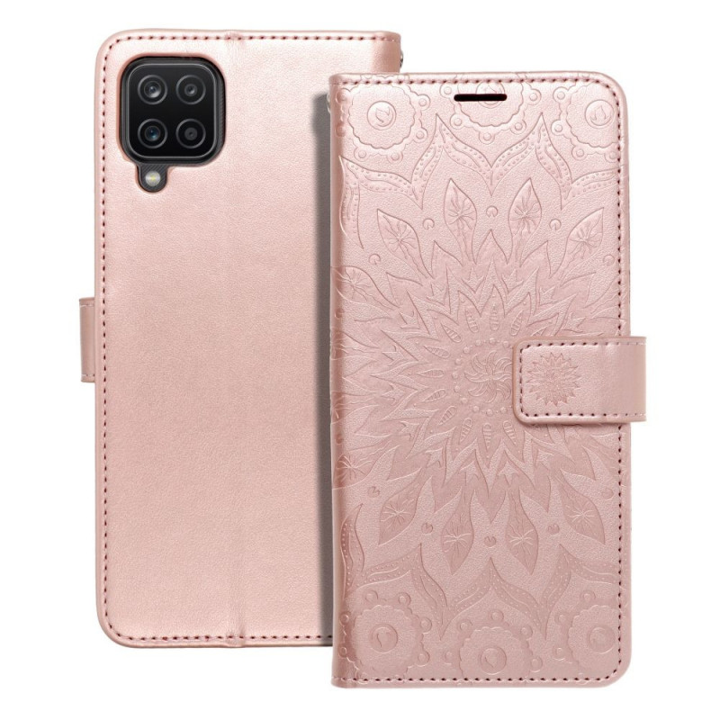 Peňaženkové puzdro MEZZO Book na Samsung Galaxy A12 Mandala  Ružovo-zlatý