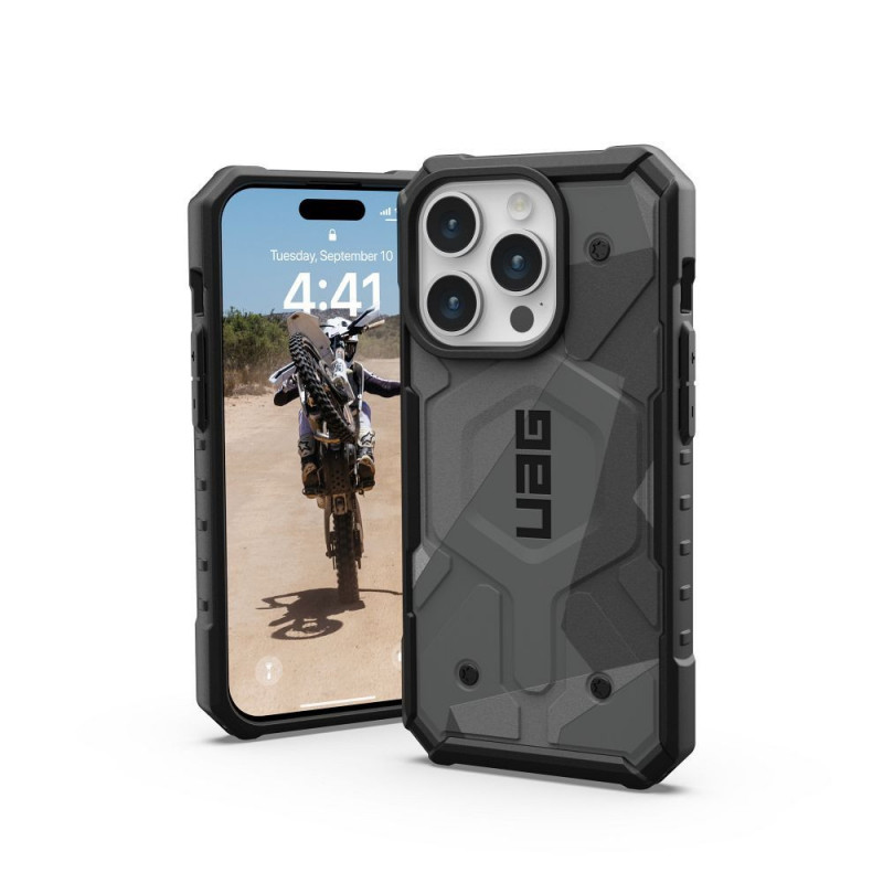 Kryt Urban Armor Gear Pathfinder na Apple iPhone 15 Pro Prémiové puzdro  MagSAFE  Geometrická kamufláž