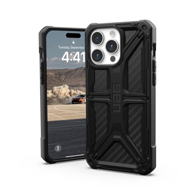 Kryt Urban Armor Gear Monarch na Apple iPhone 15 Pro Max Prémiové puzdro  MagSAFE  Uhlíkové vlákno