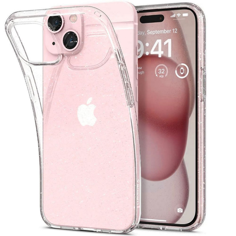 Kryt Spigen Liquid Crystal na Apple iPhone 15 Krištáľovo čistý  Trblietavý kryštál