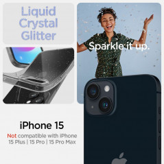 Kryt Spigen Liquid Crystal na Apple iPhone 15 Krištáľovo čistý  Trblietavý kryštál