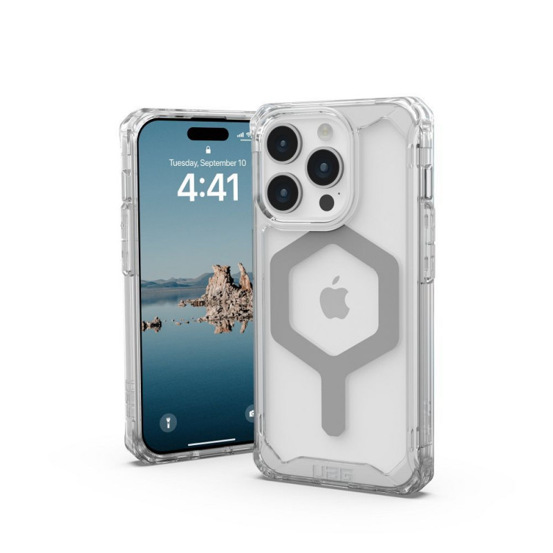 Kryt Urban Armor Gear Plyo na Apple iPhone 15 Pro Prémiové puzdro  MagSAFE  Ľadová strieborná