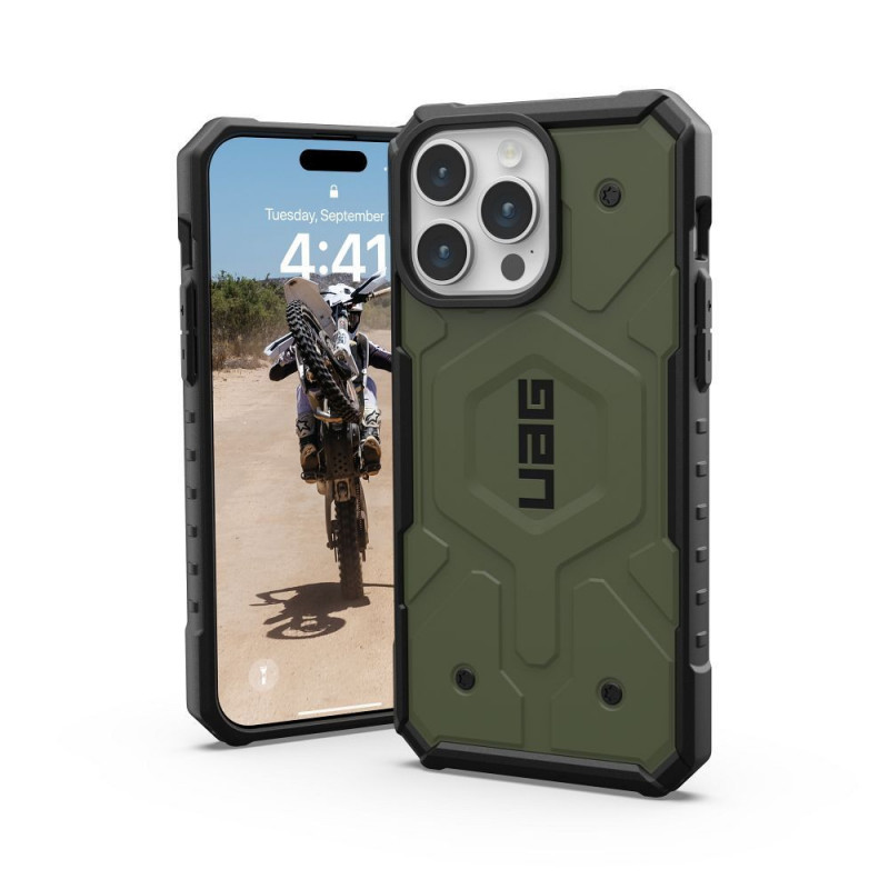 Kryt Urban Armor Gear Pathfinder na Apple iPhone 15 Pro Max Prémiové puzdro  MagSAFE  Olivový