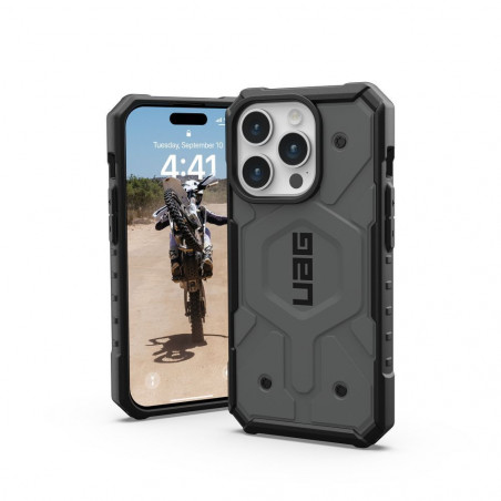 Kryt Urban Armor Gear Pathfinder na Apple iPhone 15 Pro Prémiové puzdro MagSAFE Strieborný