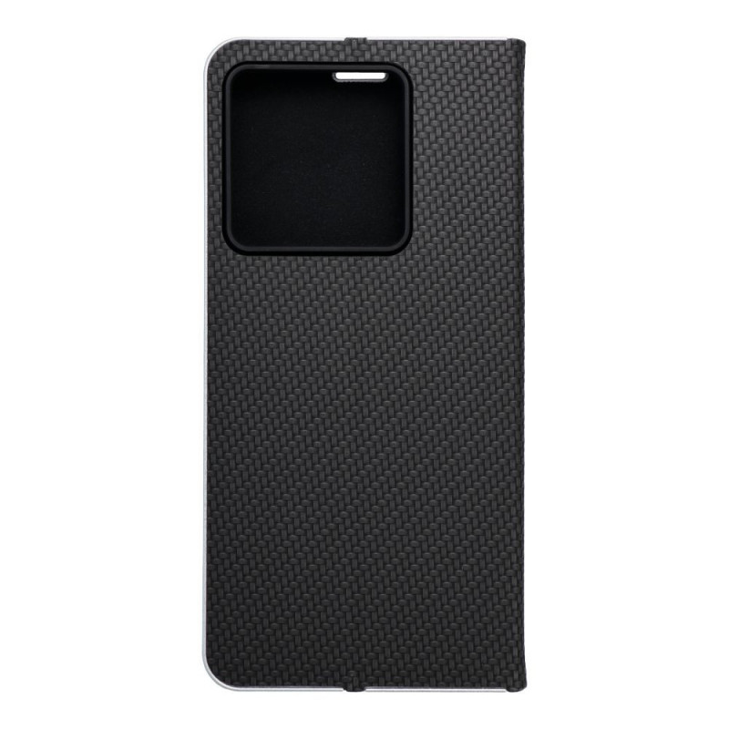 Peňaženkové puzdro LUNA Book Carbon na XIAOMI 13T Pro Uhlíkové vlákno, Elegant  Čierny