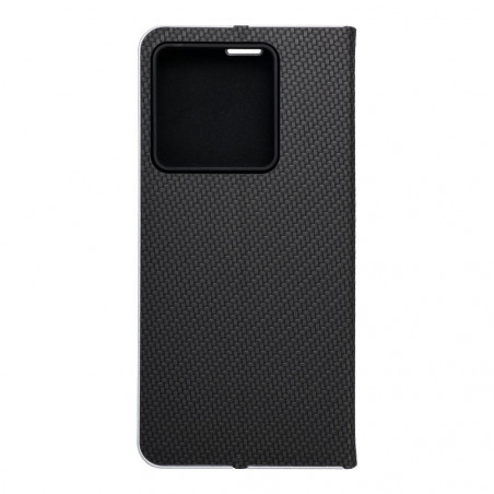 Peňaženkové puzdro LUNA Book Carbon na XIAOMI 13T Pro Uhlíkové vlákno, Elegant Čierny