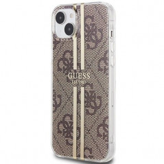 Kryt Guess 4G Gold Stripe na Apple iPhone 15 Plus Elegant  Hnedý
