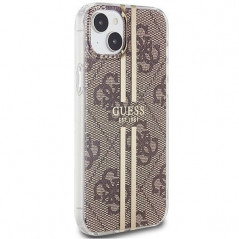 Kryt Guess 4G Gold Stripe na Apple iPhone 15 Plus Elegant  Hnedý