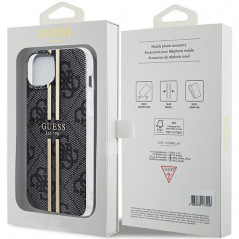 Kryt Guess 4G Gold Stripe na Apple iPhone 15 Plus Elegant  Čierny