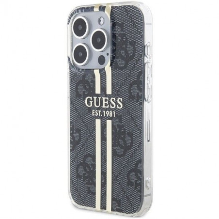 Kryt Guess 4G Gold Stripe na Apple iPhone 15 Pro Elegant  Čierny