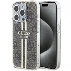 Kryt Guess 4G Gold Stripe na Apple iPhone 15 Pro Max Elegant  Hnedý