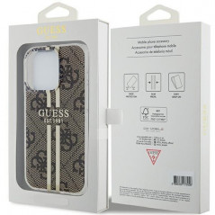 Kryt Guess 4G Gold Stripe na Apple iPhone 15 Pro Max Elegant  Hnedý